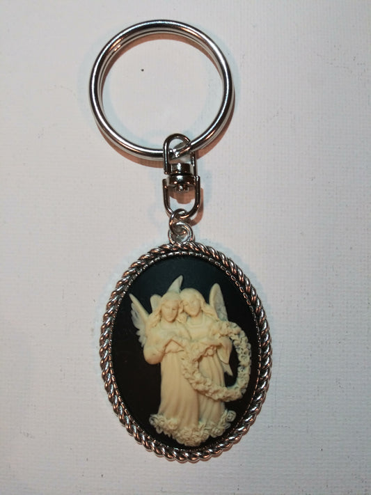 Angels with Heart Cameo Keychain