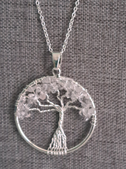 Clear Quartz Tree of Life Necklace