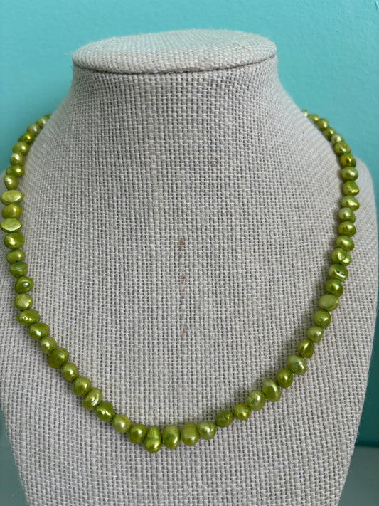 Mint Green Freshwater Pearl Necklace & Bracelet Set