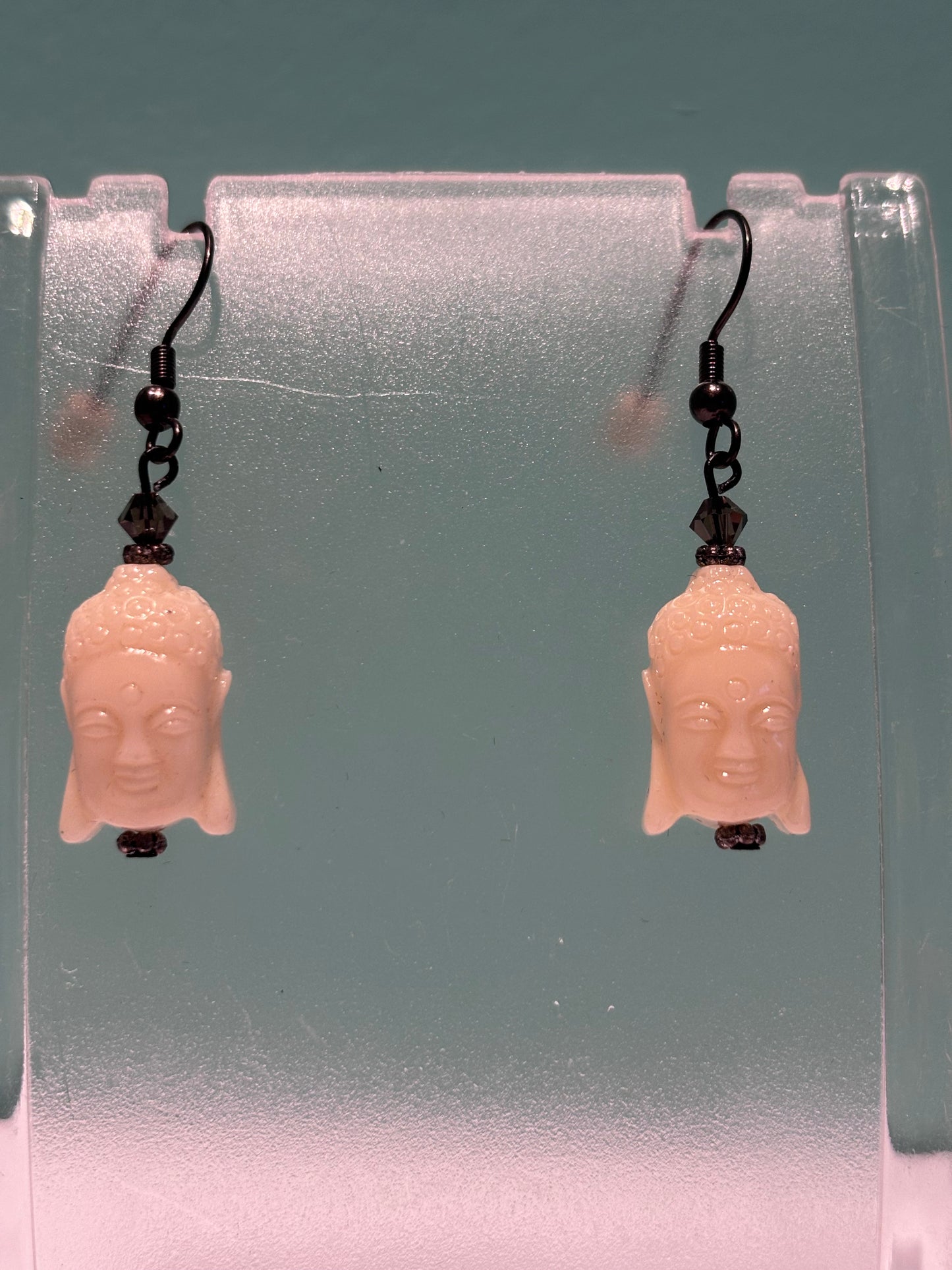 Cream Colored Buddha Face Earrings