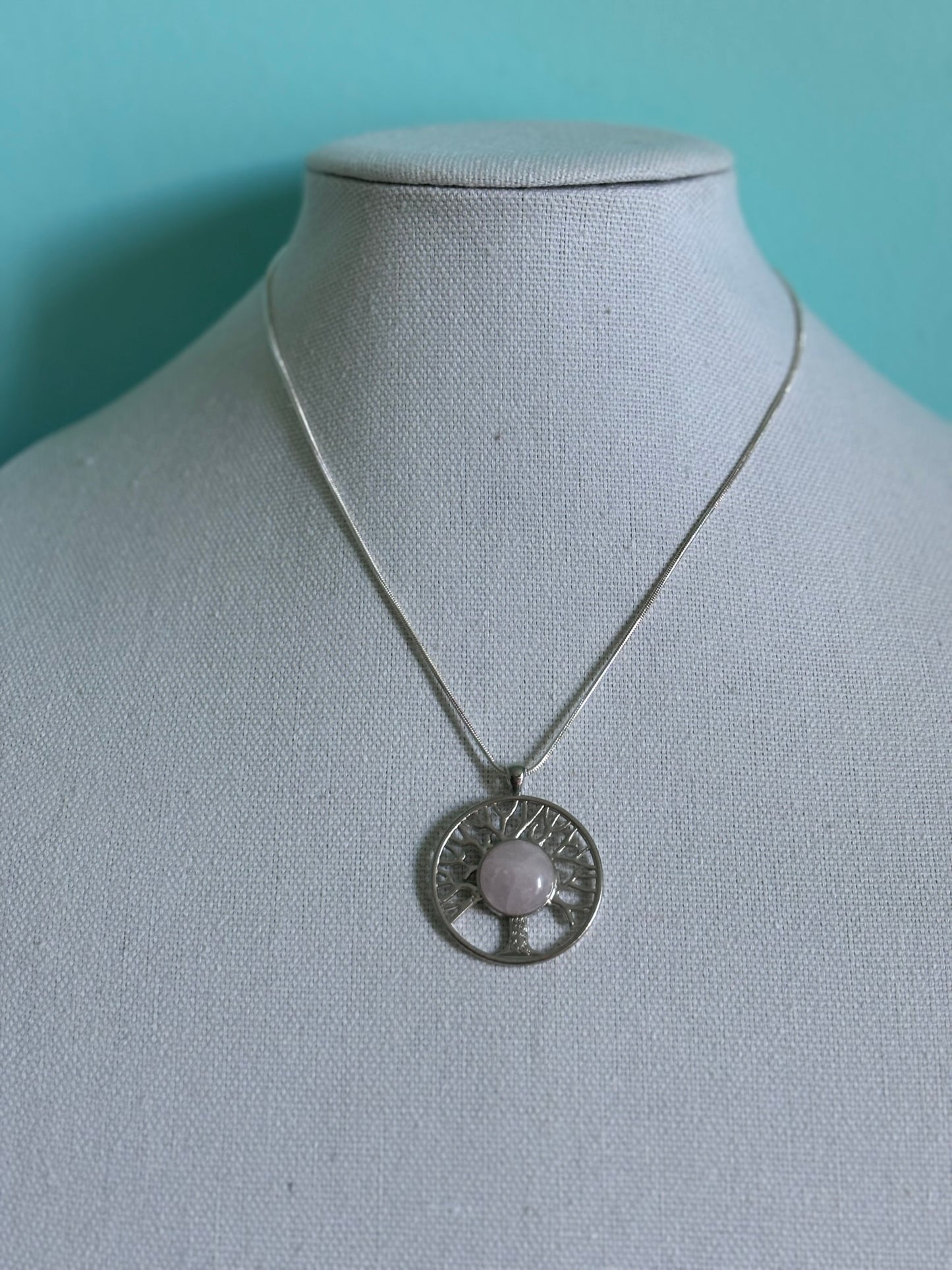 Rose Quartz Tree of Life Necklace