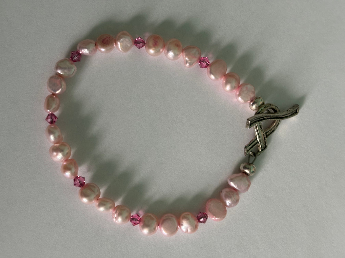 Pink Pearls & Crystals Bracelet for Breast Cancer Awareness
