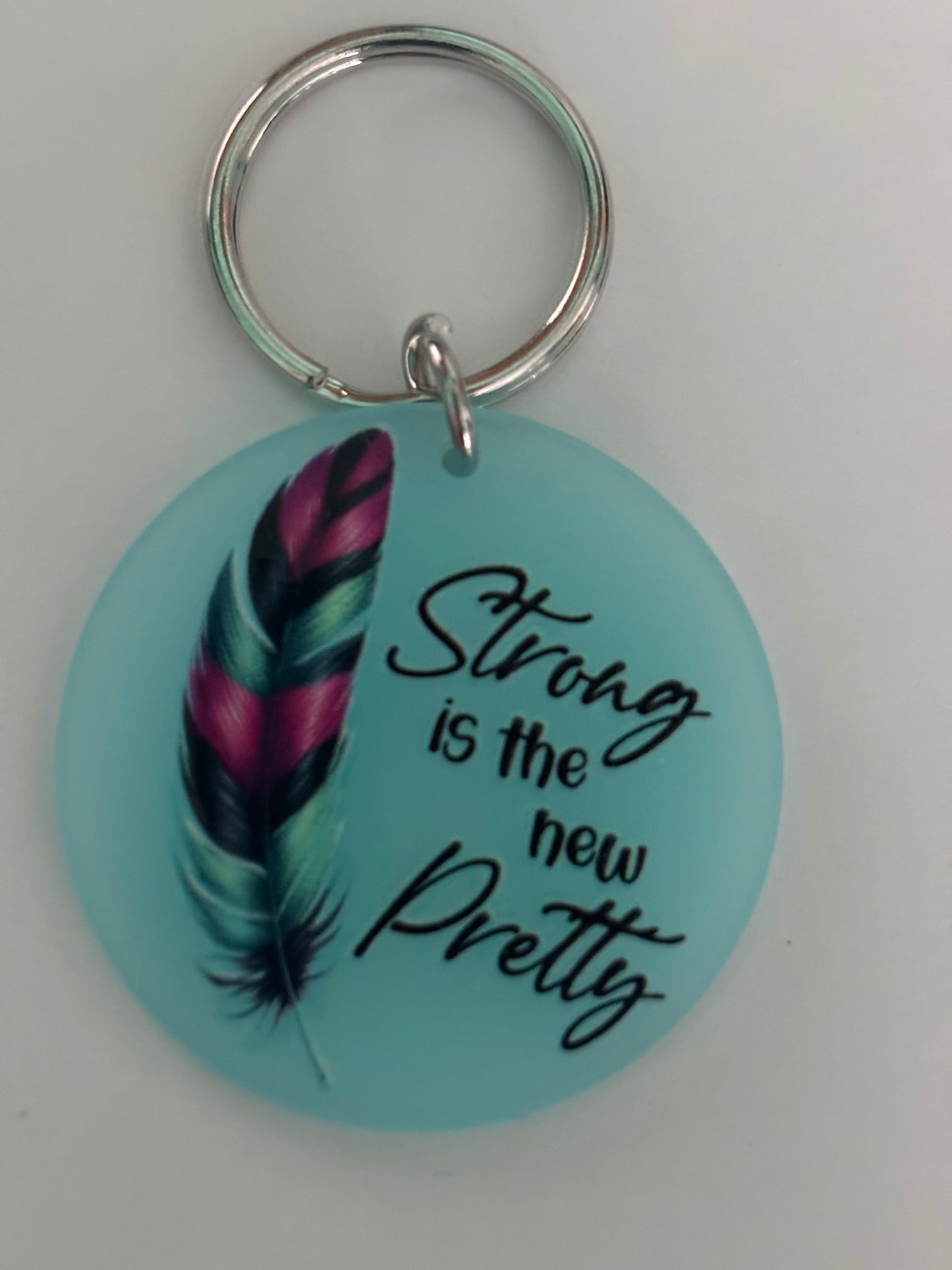 Inspirational Keychain with Feather Design