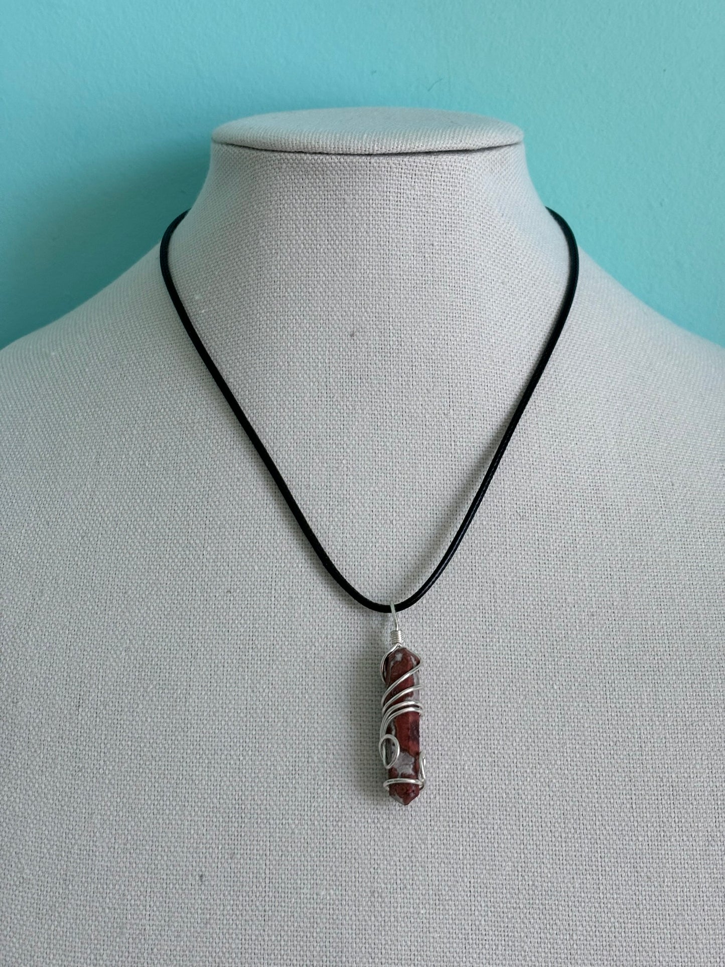 King Cobra Jasper Wire Wrapped Point Necklace