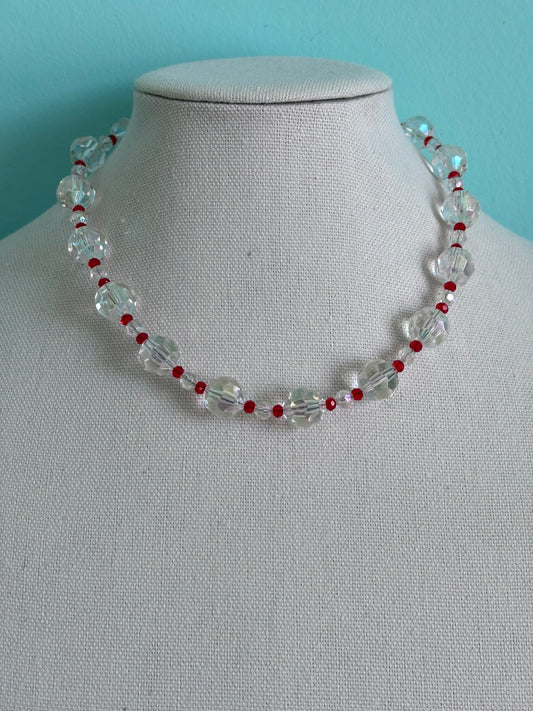 Clear Crystal & Red Crystal Necklace
